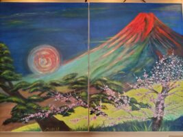 赤富士山がお出迎えです。